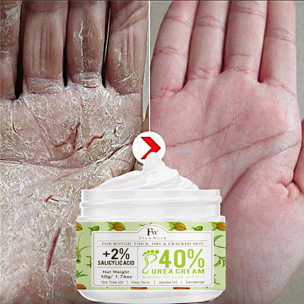 FlowWeek Urea Cream 40% plus salicylic acid 2%, foot cream, suitable for repairing dry and cracked heels, feet, knees, hands and