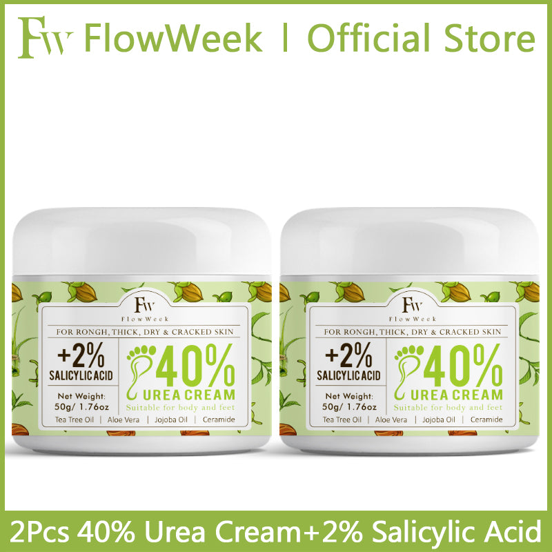 FlowWeek Urea Cream 40% plus salicylic acid 2%, foot cream, suitable for repairing dry and cracked heels, feet, knees, hands and