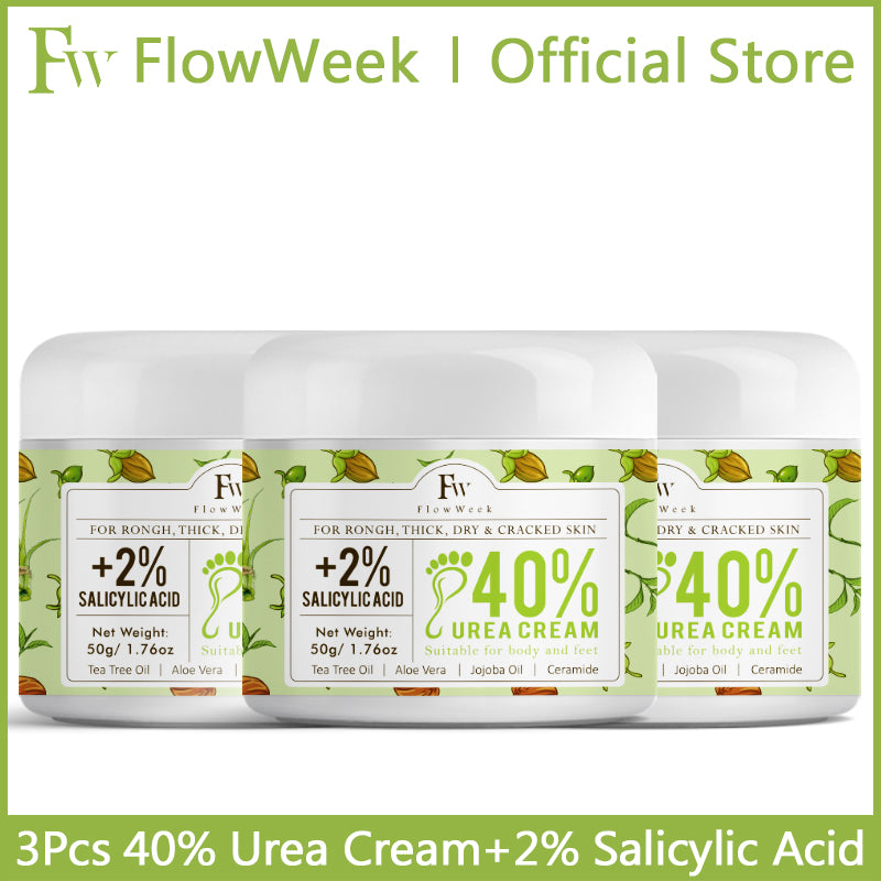 FlowWeek Urea Cream 40% plus salicylic acid 2%, foot cream, suitable for repairing dry and cracked heels, feet, knees, hands and