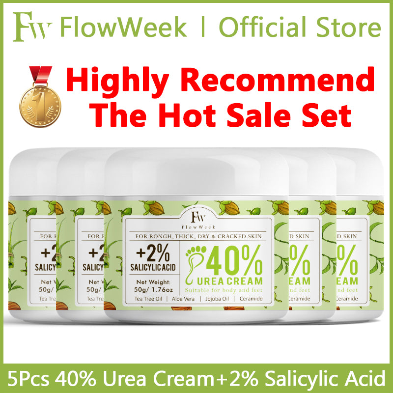 FlowWeek Urea Cream 40% plus salicylic acid 2%, foot cream, suitable for repairing dry and cracked heels, feet, knees, hands and